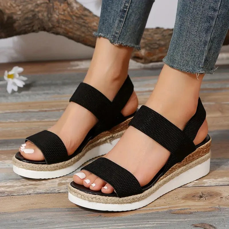 Sandalias Plataforma Mujer Negras Elegantes Moderna