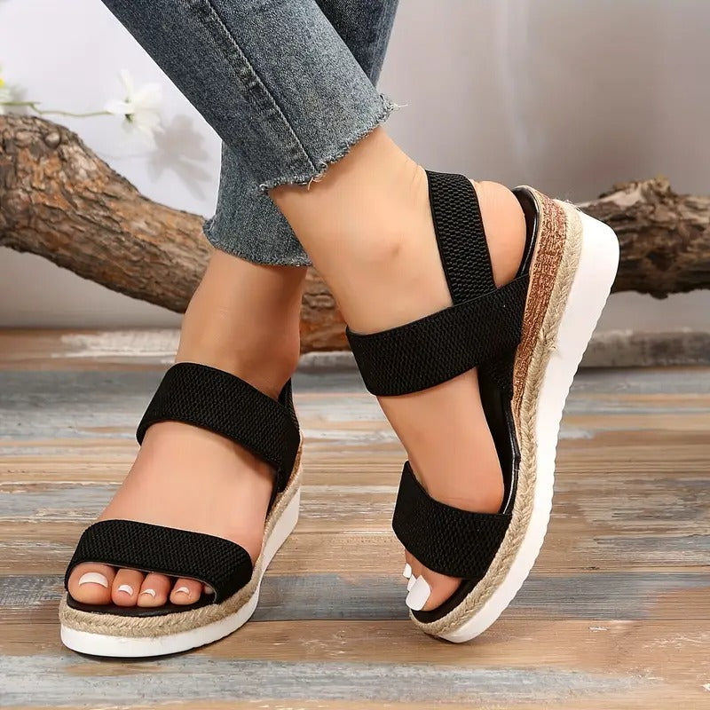 Sandalias Plataforma Mujer Negras Elegantes Moderna