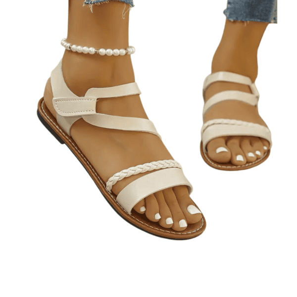 Chalas Mujer Beige Elegantes Cómodas Casuales