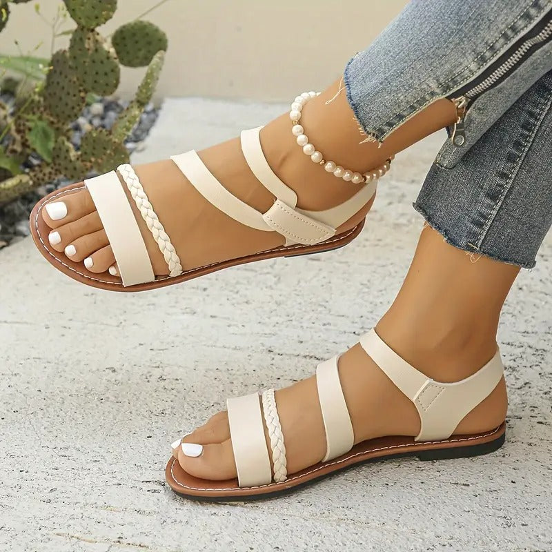 Chalas Mujer Beige Elegantes Cómodas Casuales