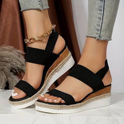 Sandalias Plataforma Mujer Negras Elegantes Moderna