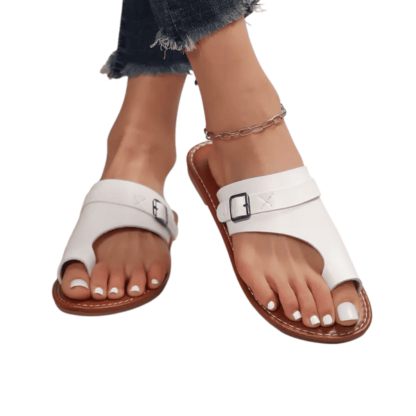 Sandalias Mujer Blancas Planas Elegantes Cómodas Verano Original