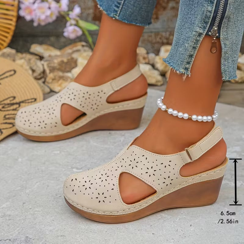 Sandalias Cerradas Mujer Beige Elegantes Cómodas