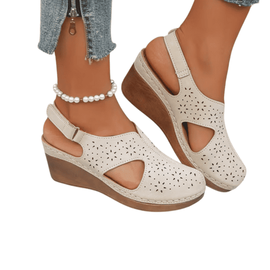 Sandalias Cerradas Mujer Beige Elegantes Cómodas