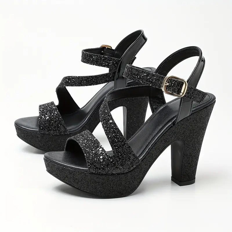 Sandalias Plataforma Mujer Negras Elegantes Fiesta Noche