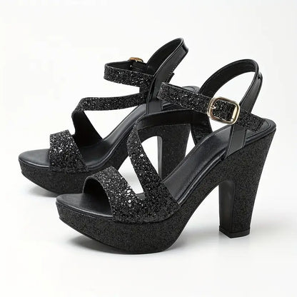 Sandalias Plataforma Mujer Negras Elegantes Fiesta Noche