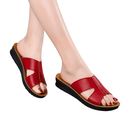 Sandalias Mujer Rojas Tacón Bajo Elegantes Cómodas