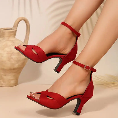 Sandalias Mujer Rojas Elegantes Cómodas Fiesta Día