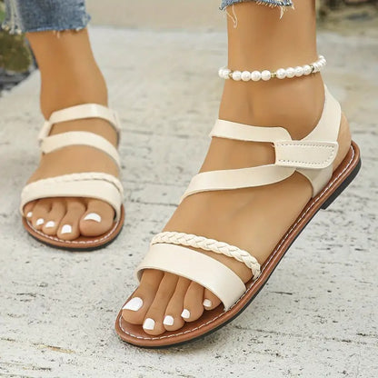Chalas Mujer Beige Elegantes Cómodas Casuales