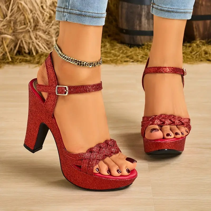 Sandalias Plataforma Mujer Rojas Elegantes Fiesta Noche Original