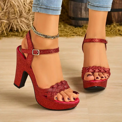 Sandalias Plataforma Mujer Rojas Elegantes Fiesta Noche Original