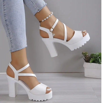 Sandalias Mujer Blancas Plataforma Elegantes Casuales Cómodas