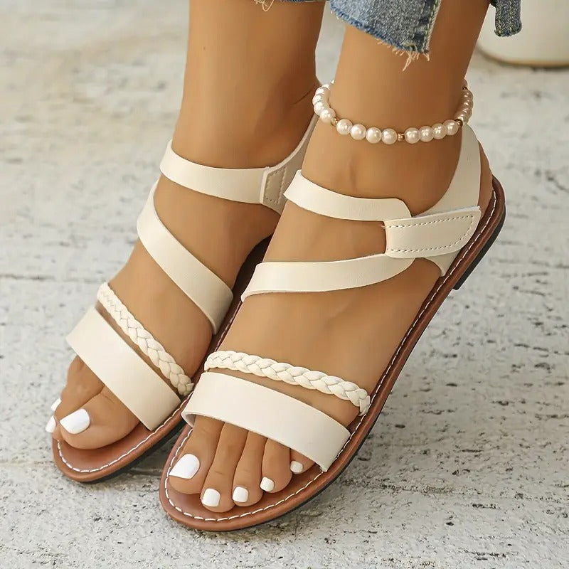 Chalas Mujer Beige Elegantes Cómodas Casuales