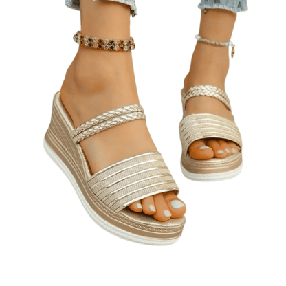 Sandalias Plataforma Mujer Doradas Elegantes Fiesta