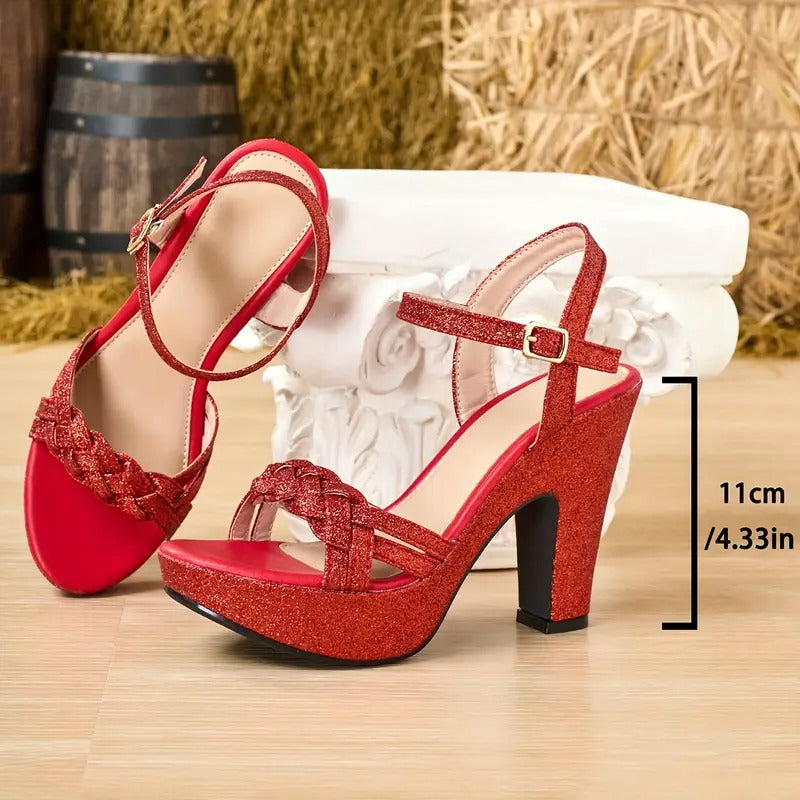 Sandalias Plataforma Mujer Rojas Elegantes Fiesta Noche Original