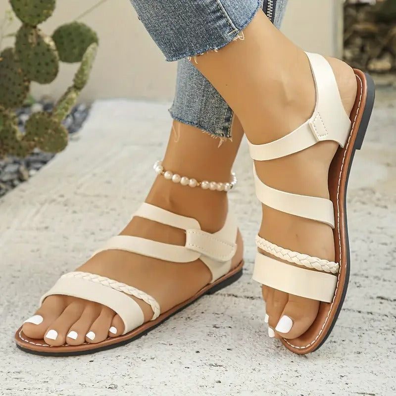 Chalas Mujer Beige Elegantes Cómodas Casuales