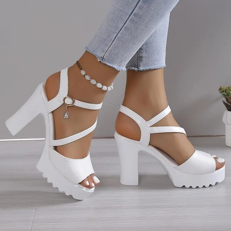 Sandalias Mujer Blancas Plataforma Elegantes Casuales Cómodas