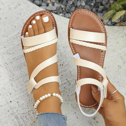 Chalas Mujer Beige Elegantes Cómodas Casuales