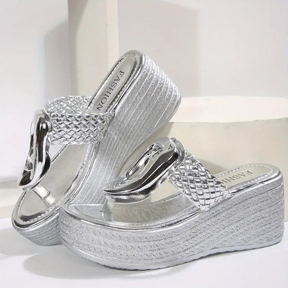 Sandalias Plataforma Mujer Plateadas Elegantes Fiesta Noche