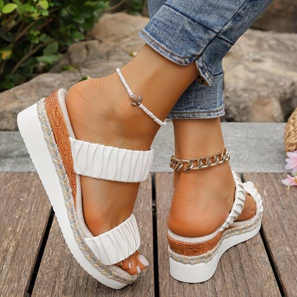 Sandalias Plataforma Mujer Blancas Elegantes Cómodas