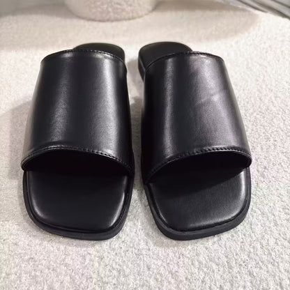 Sandalias Mujer Negras Planas Elegantes Cómodas Casuales